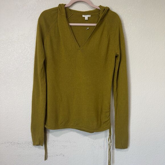 Caslon Sweaters - Caslon Women's Mustard Knit Hooded Long-Sleeve Pullover Sweater Size L
